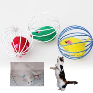 Toy Mouse in a Round Cage for Cats